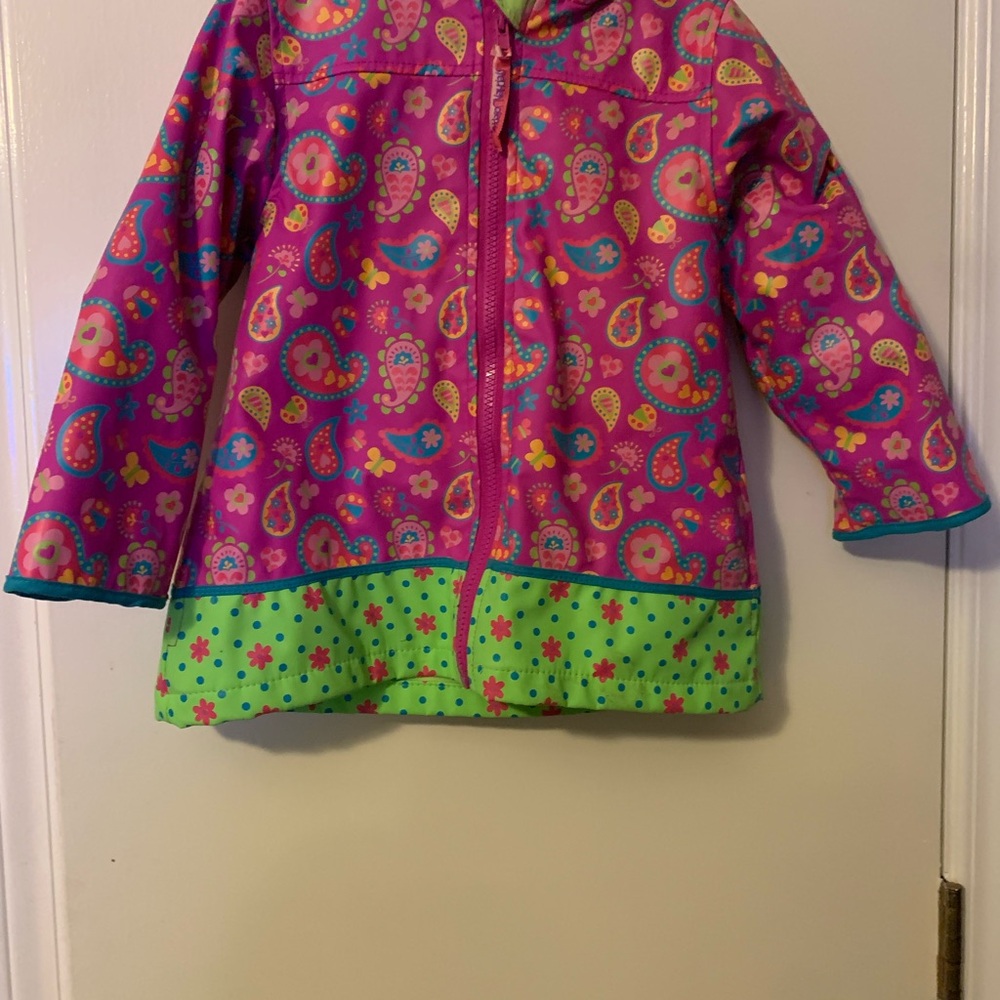 Colorful Kids Rain Jacket with Paisley Design